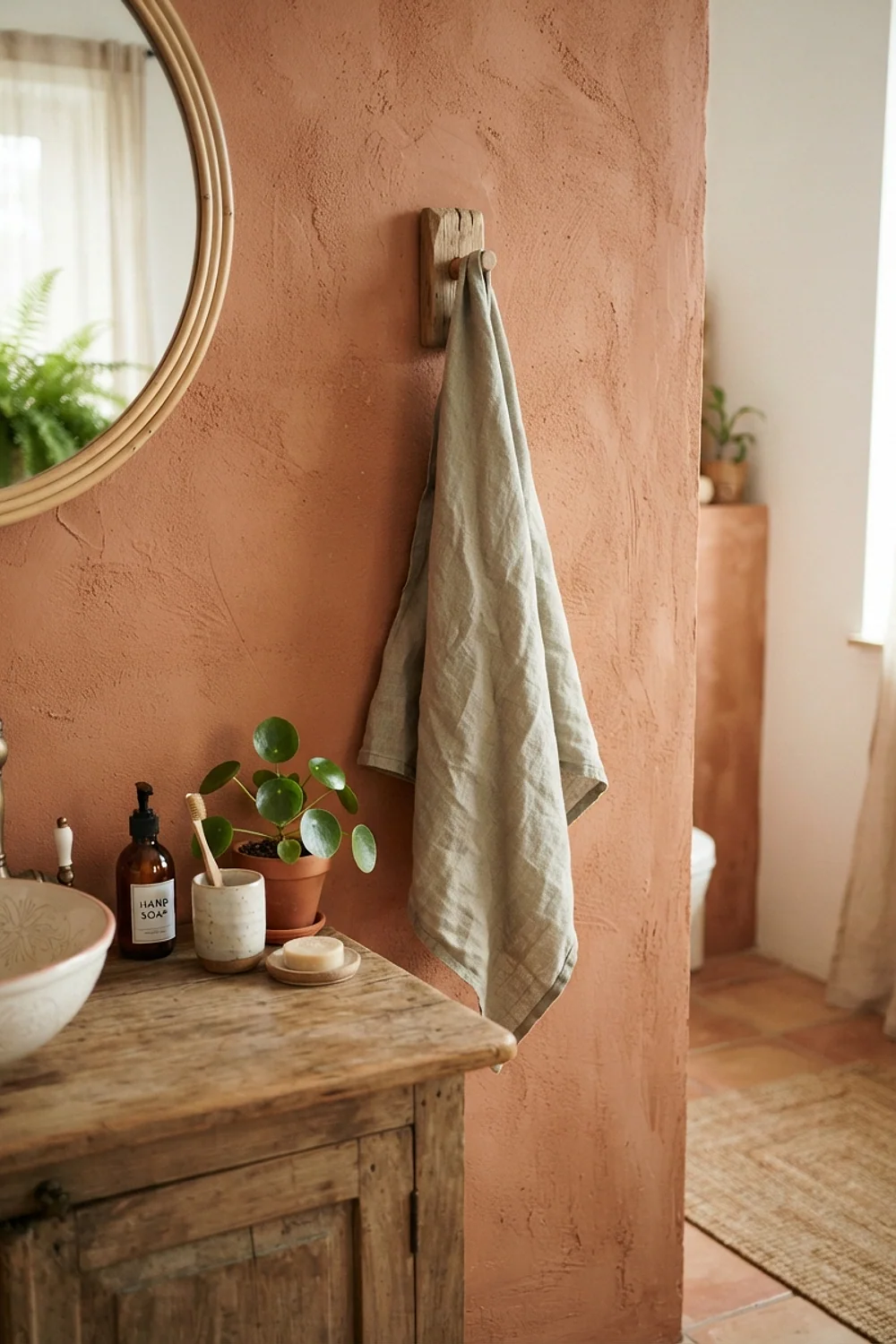 Stonewashed linen hand towel