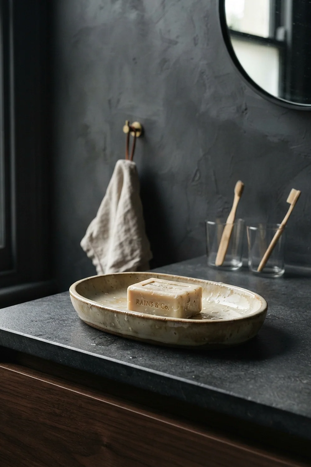 Glazed stoneware soap tray