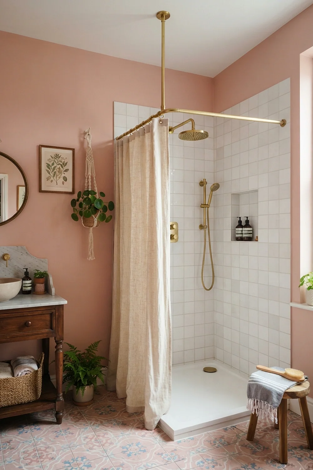 Ceiling-height shower rod