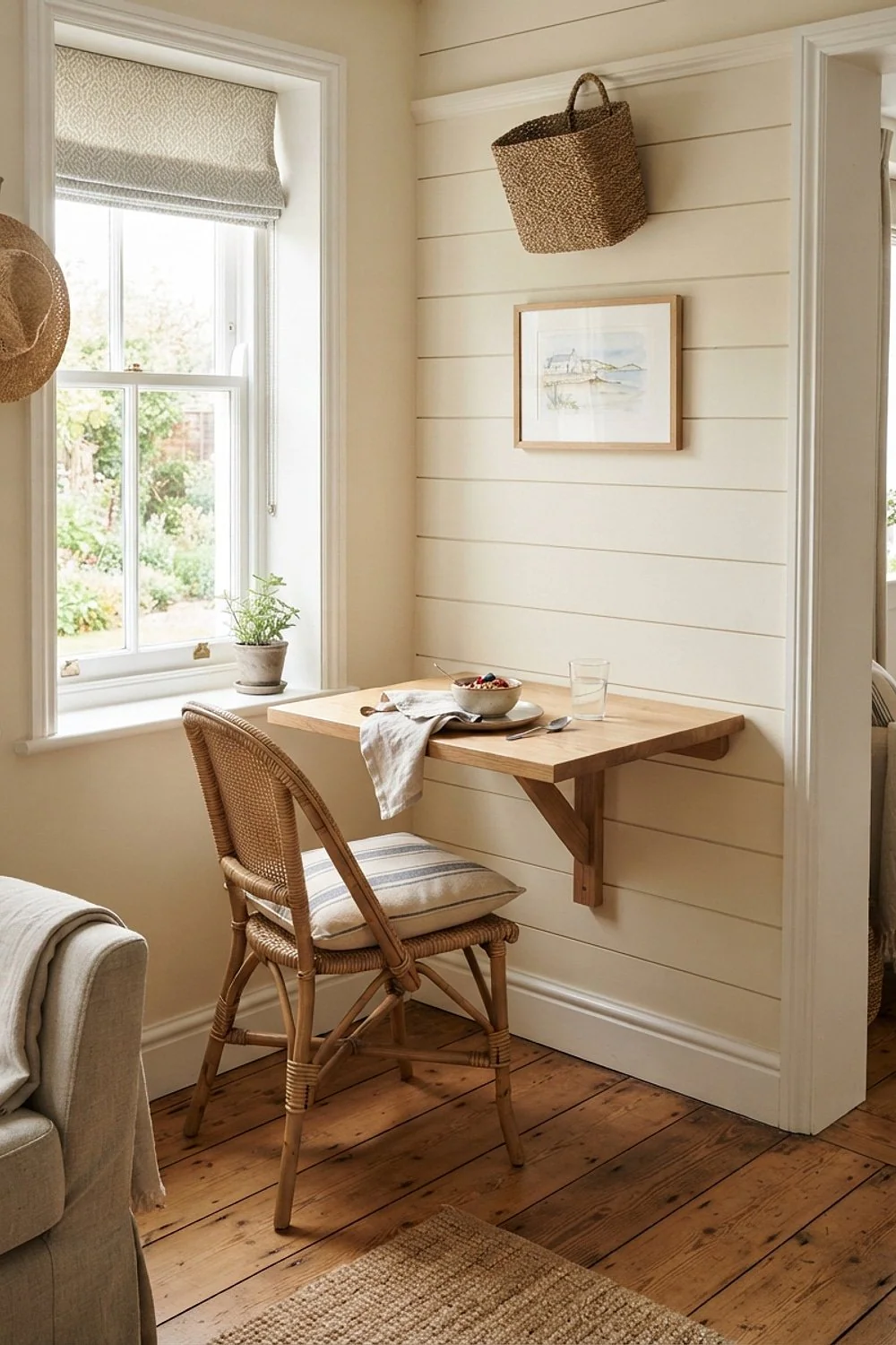 Wall-mounted fold-down table