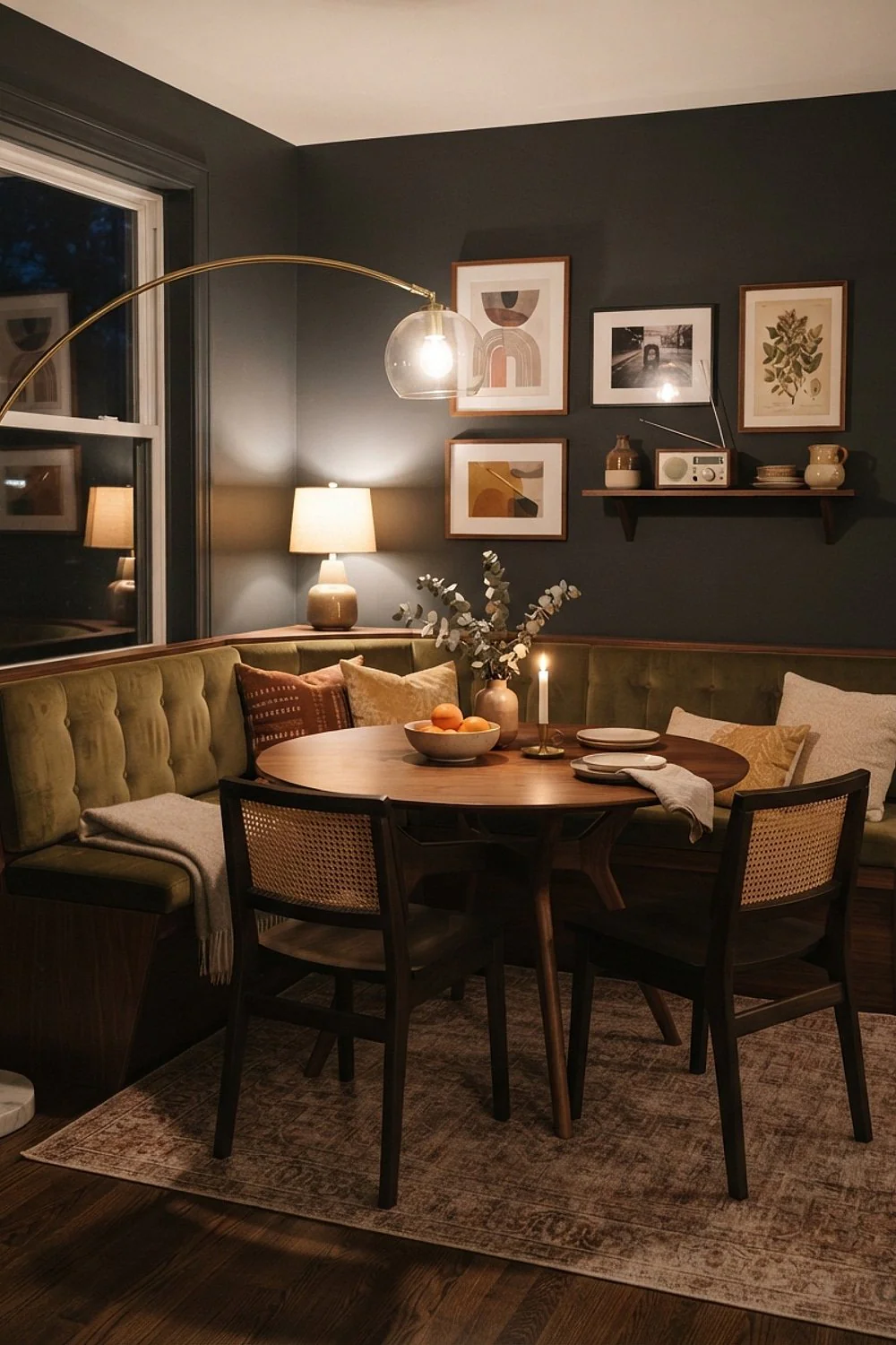 L-shaped corner banquette