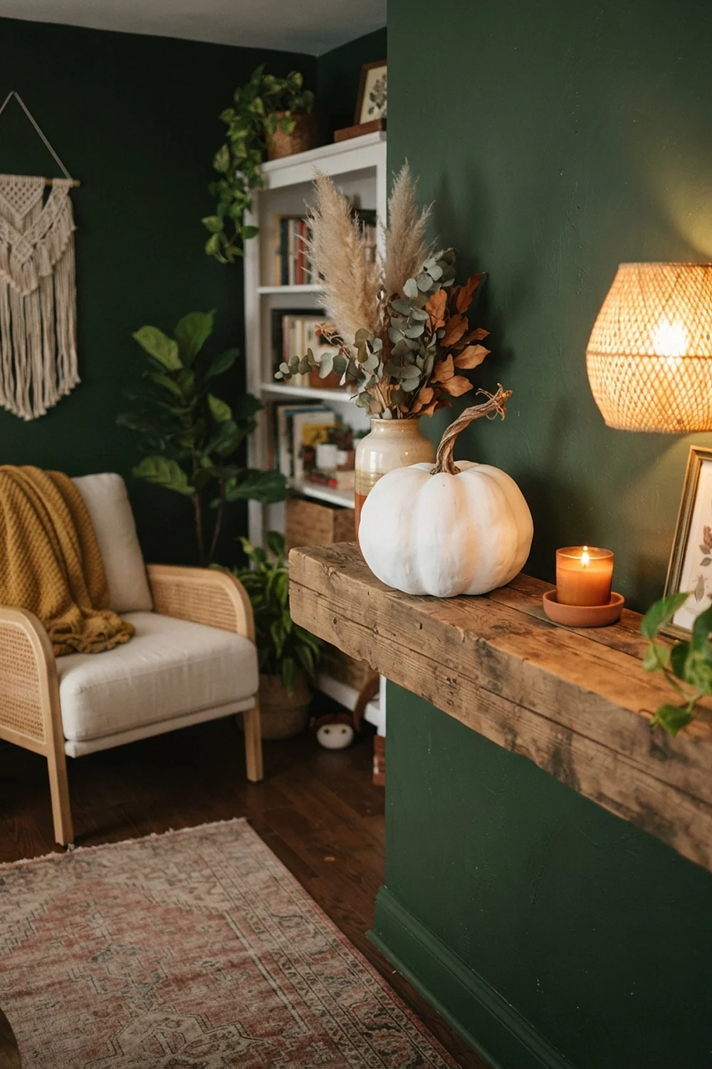 White-painted pumpkins