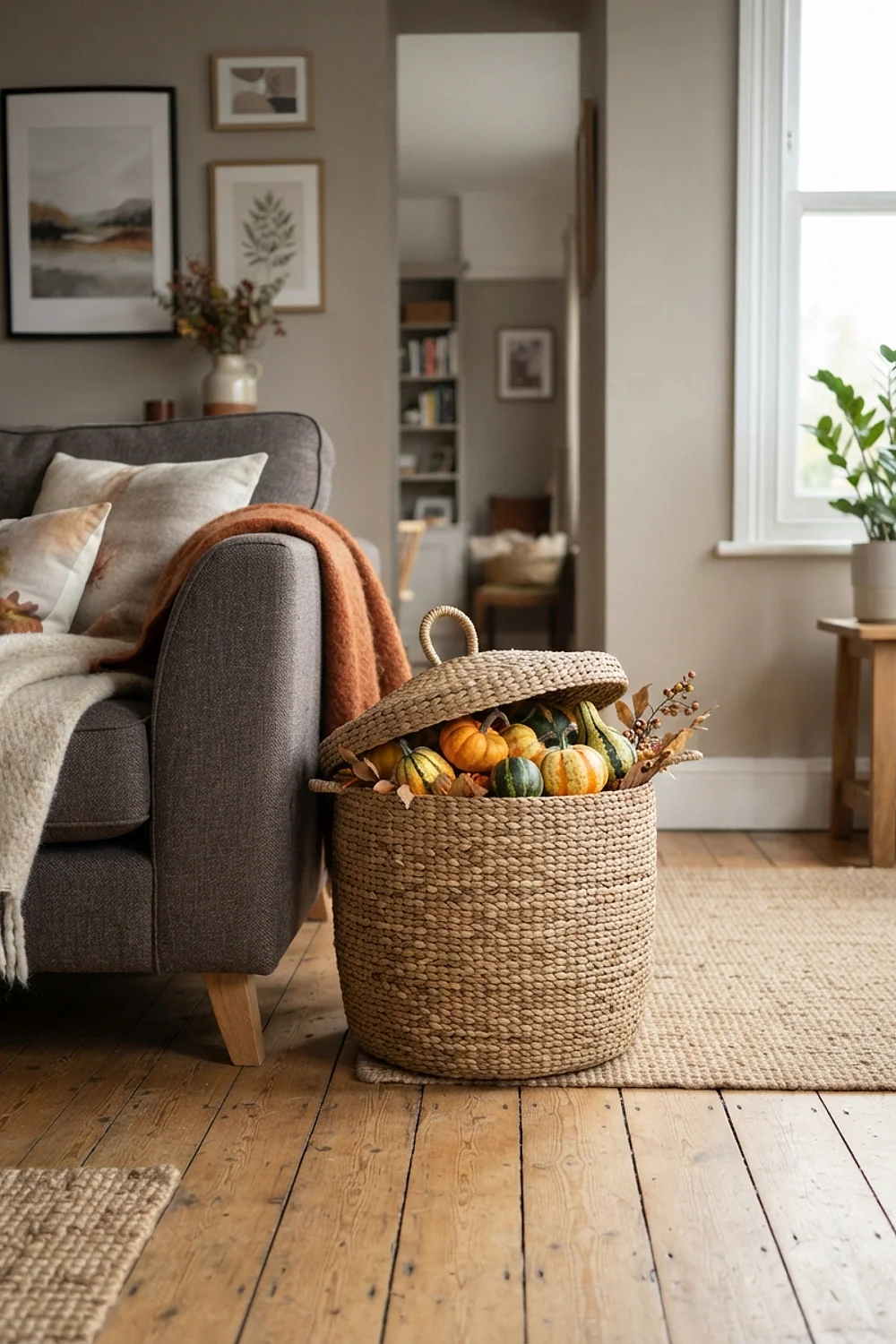 Lidded seagrass basket