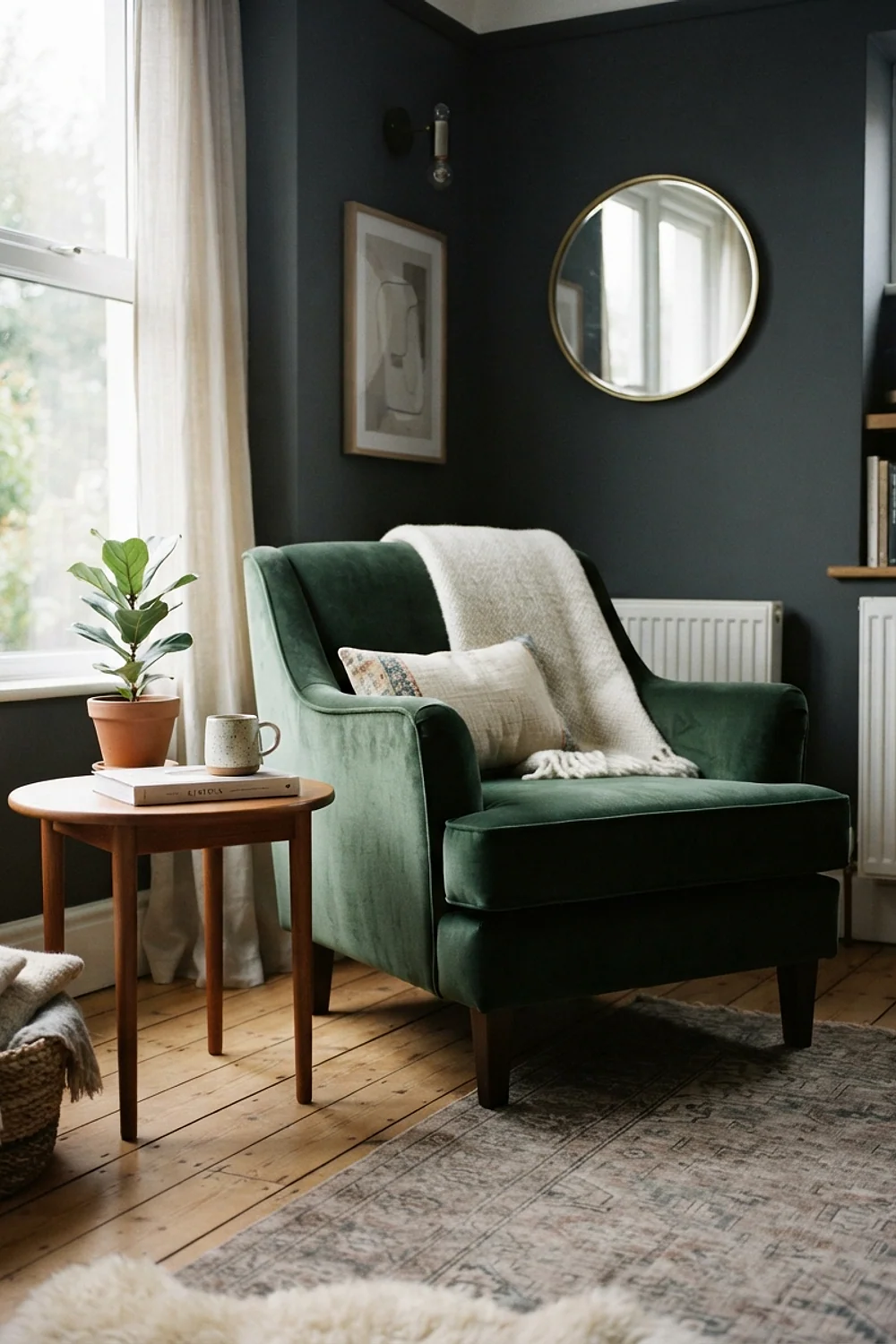 One velvet armchair