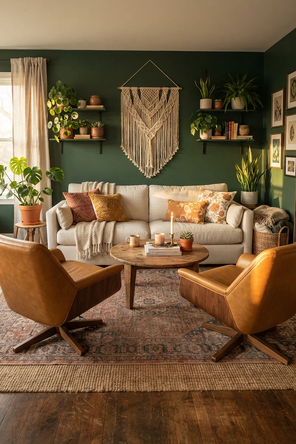 Two swivel chairs angled toward