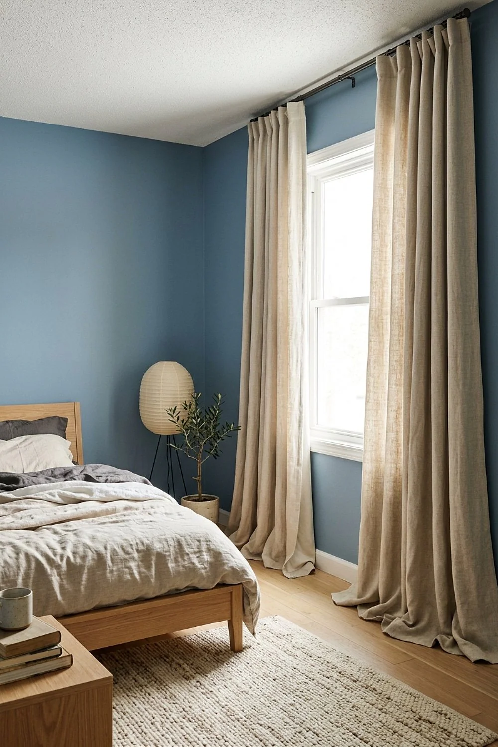 Lined linen-cotton curtains
