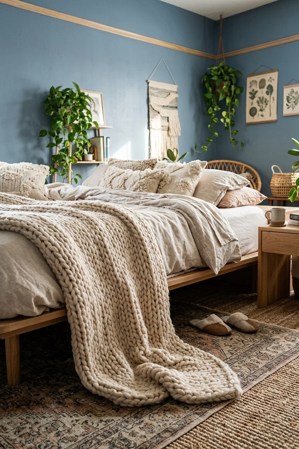 Chunky knit throw