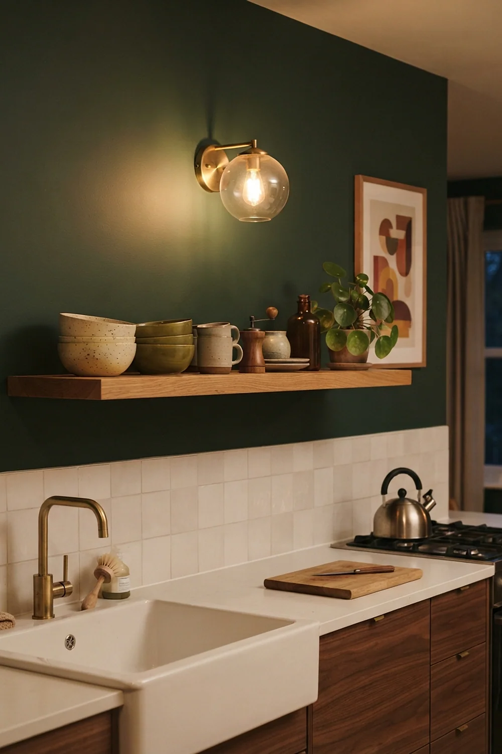 Floating oak shelves