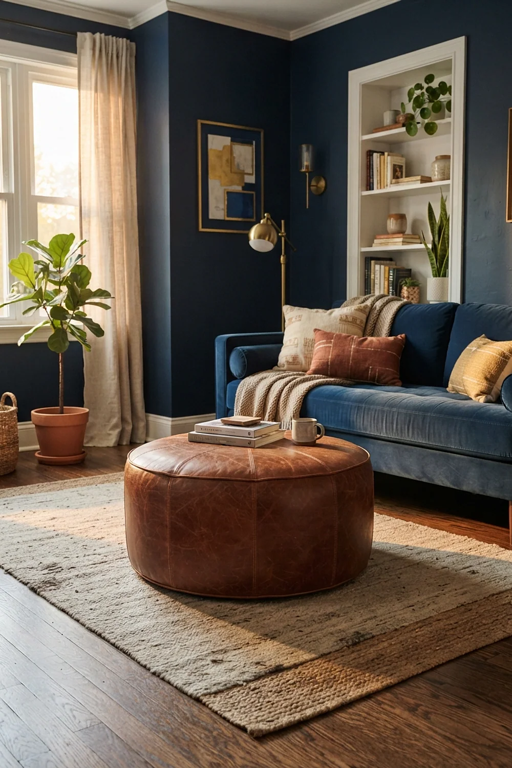 36-inch leather ottoman