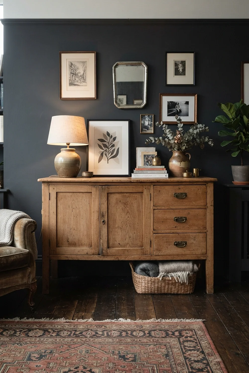 Secondhand solid oak or walnut sideboard
