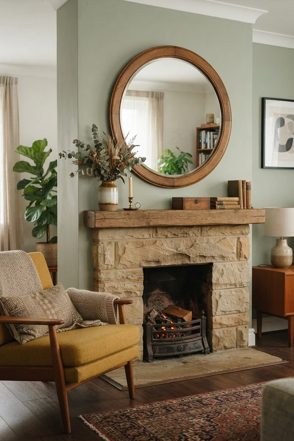 Gilt or oak-framed mirror