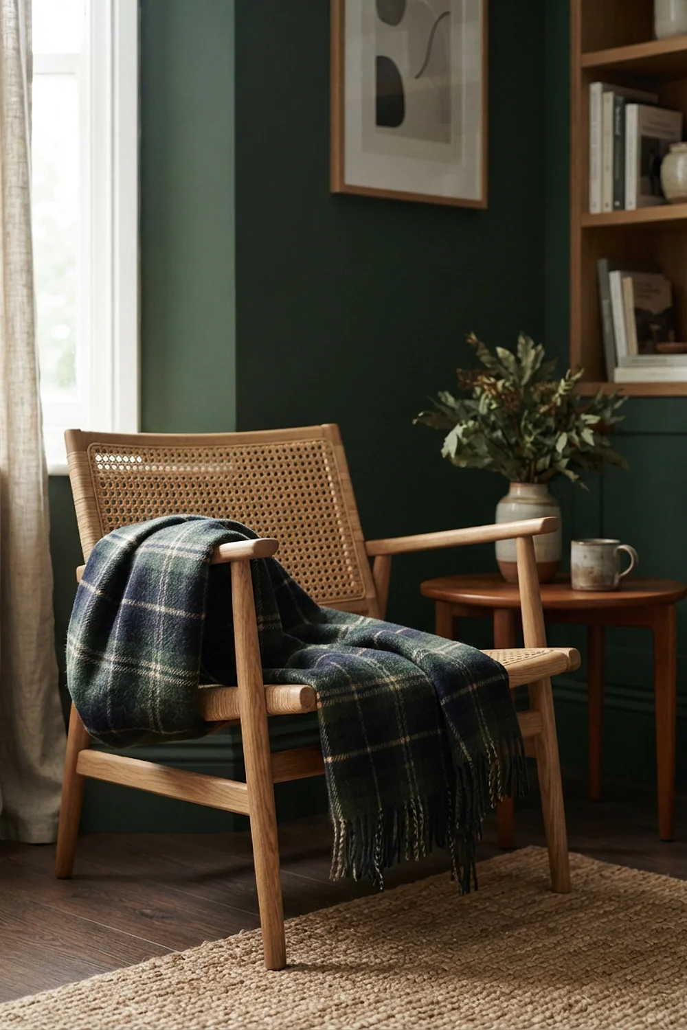 Tartan or herringbone wool throw