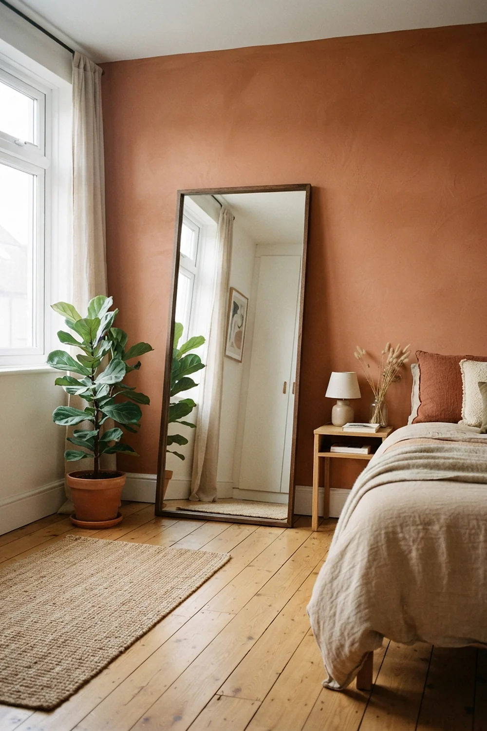 Leaning floor mirror