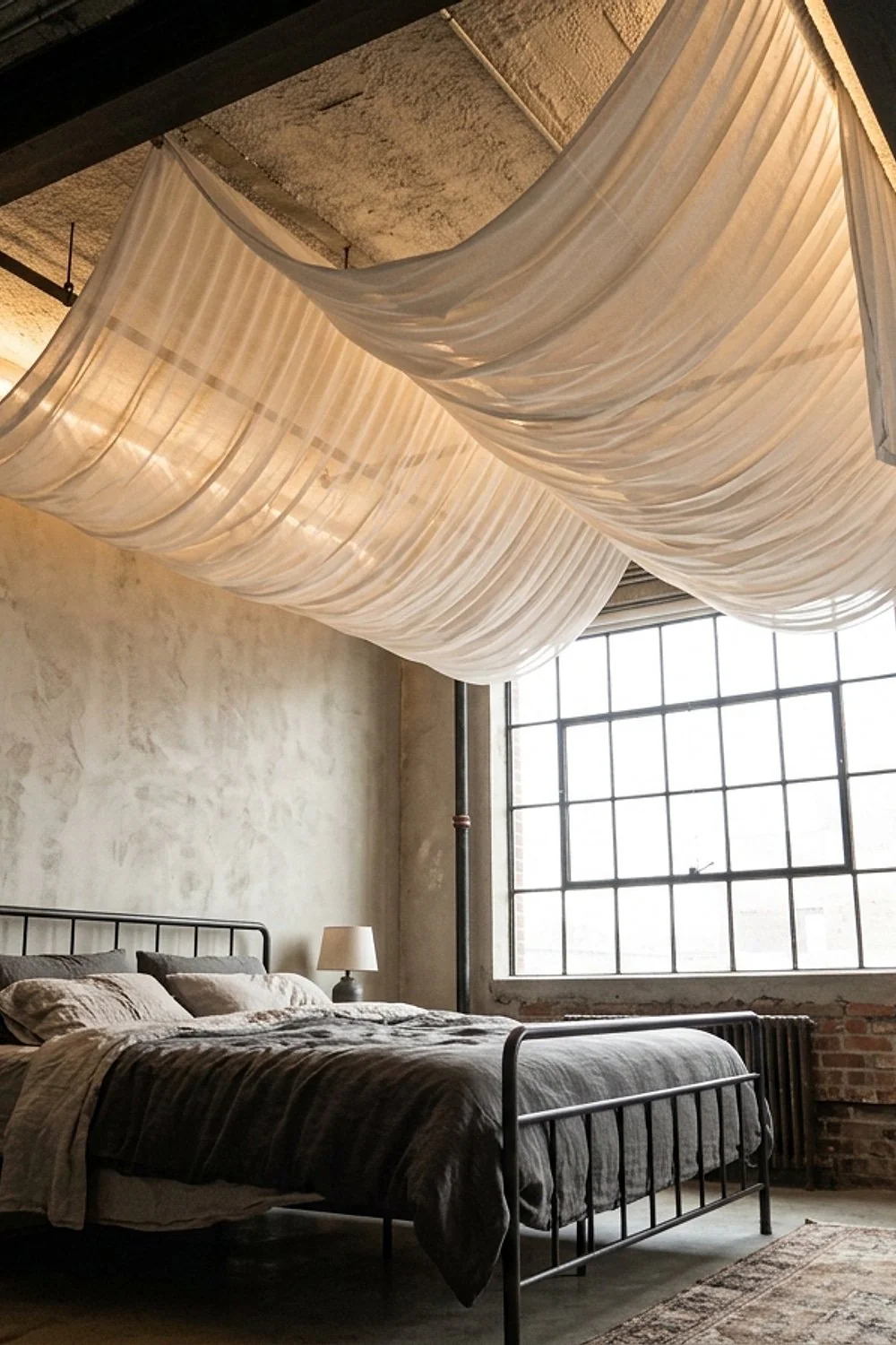 Backlit voile ceiling drape