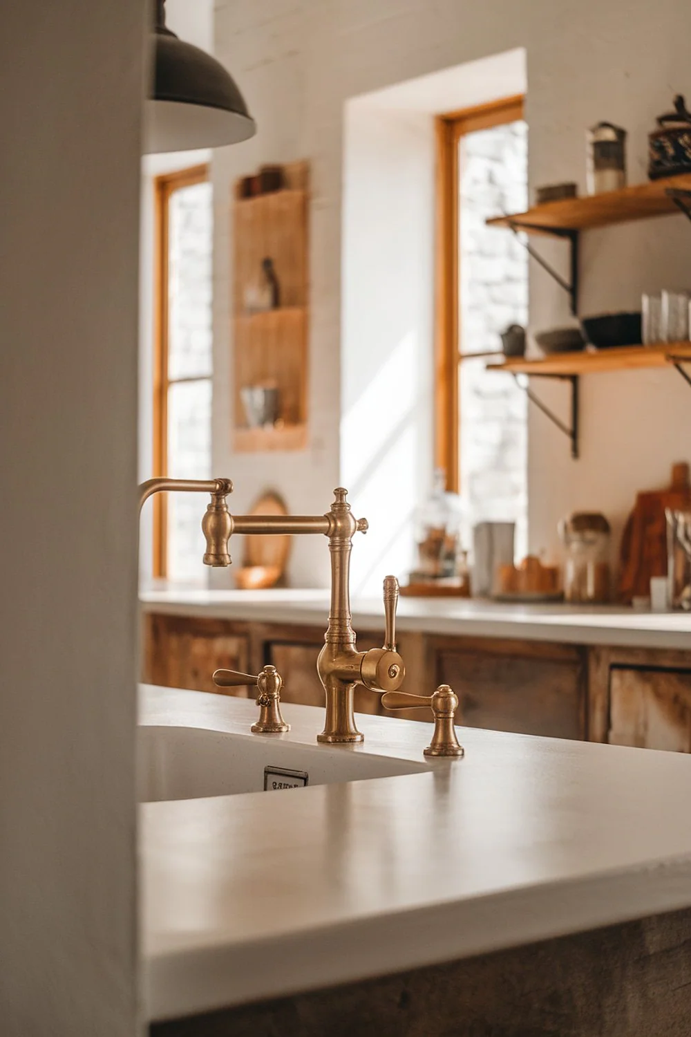 Unlacquered brass faucet