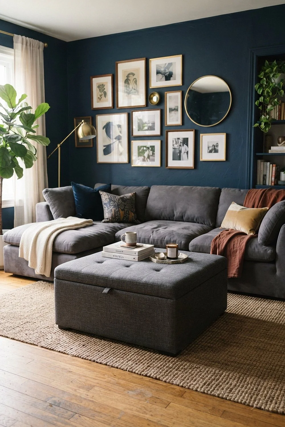 Lidded storage ottoman
