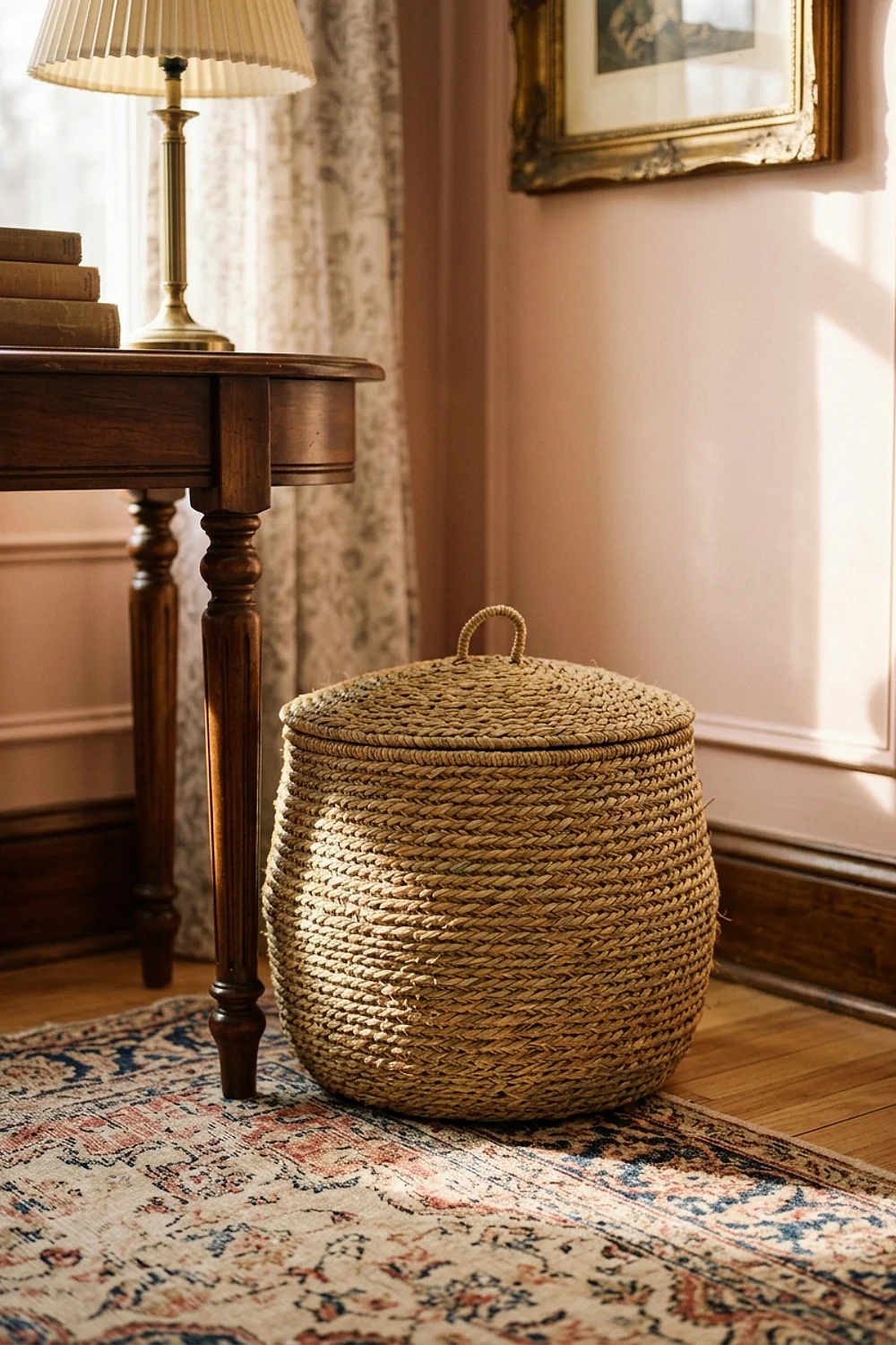 Lidded seagrass baskets