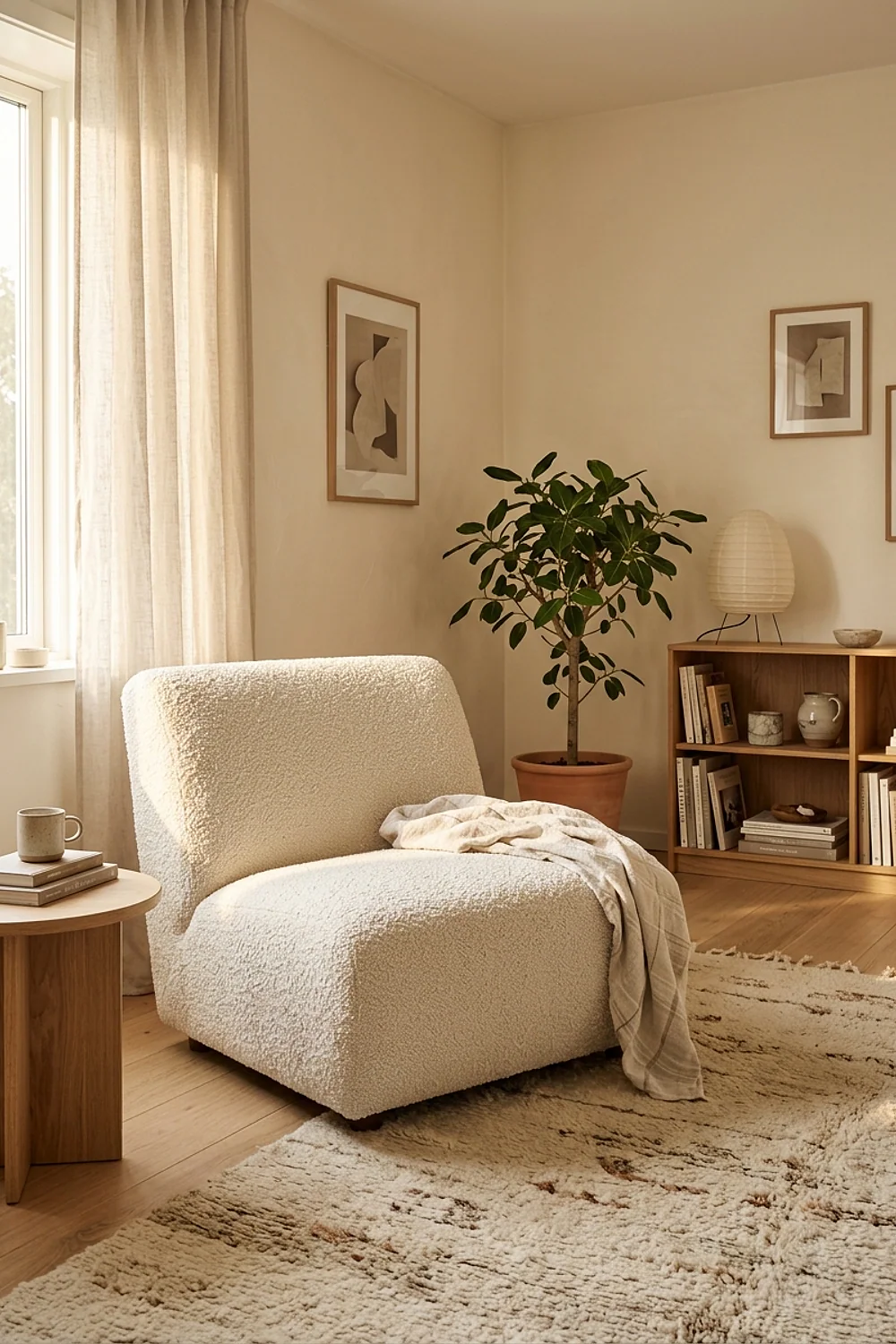 Bouclé lounge chair