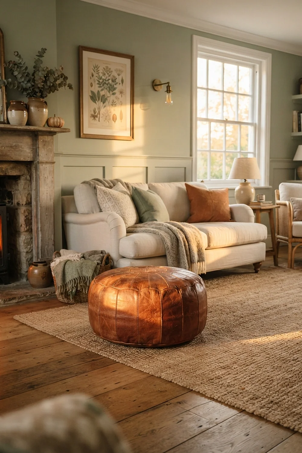 Leather pouf