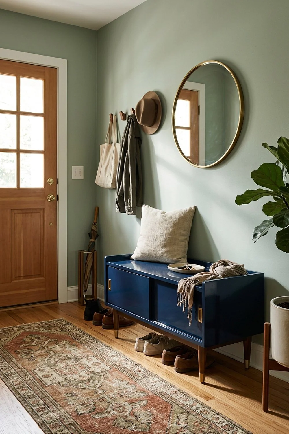 Navy lacquered bench