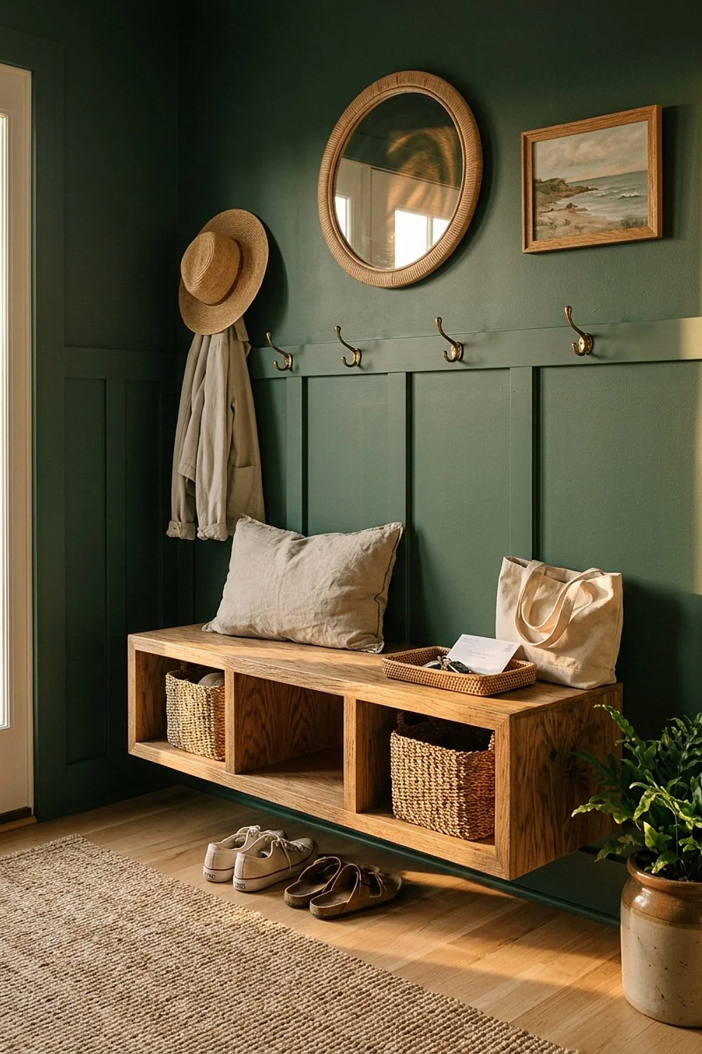 Wall-mounted floating bench