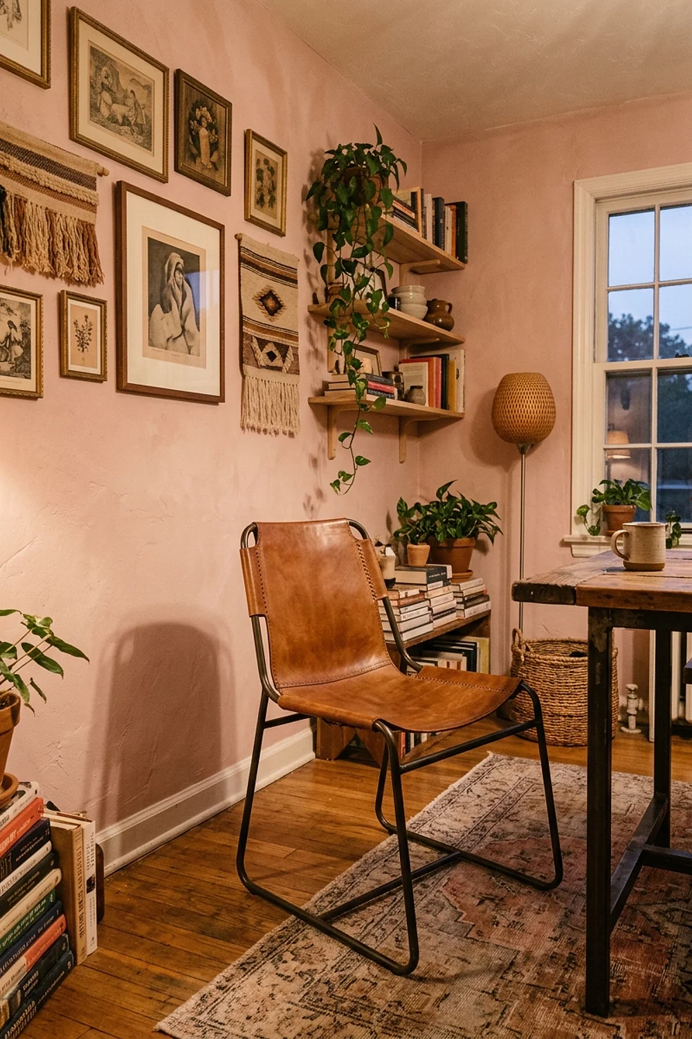 Leather sling chair