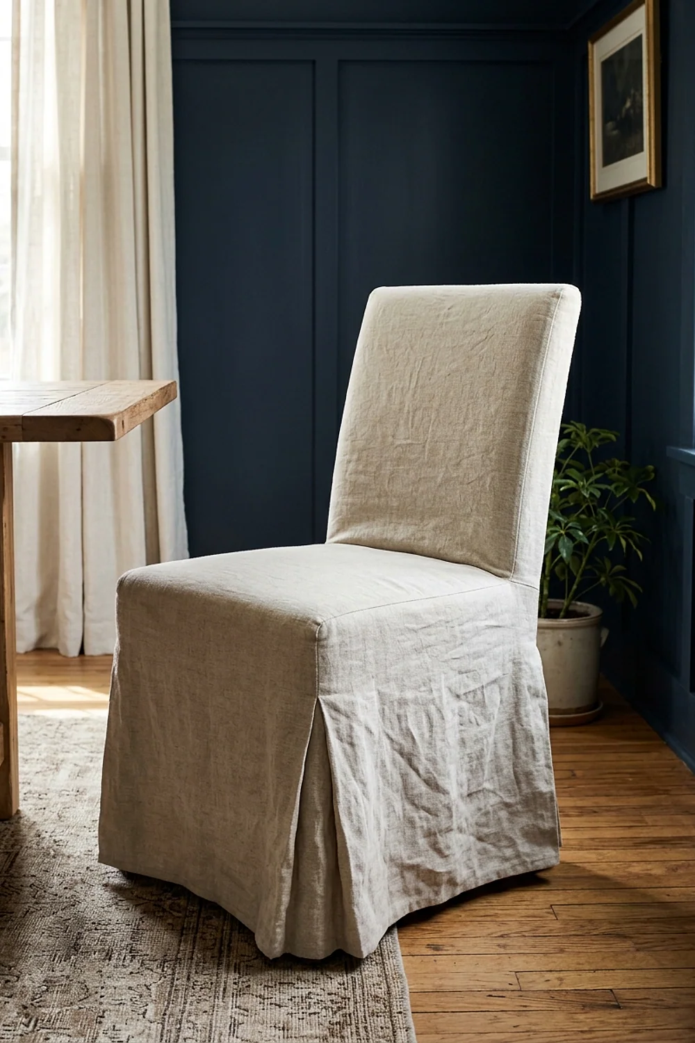 Slipcovered Parsons chair