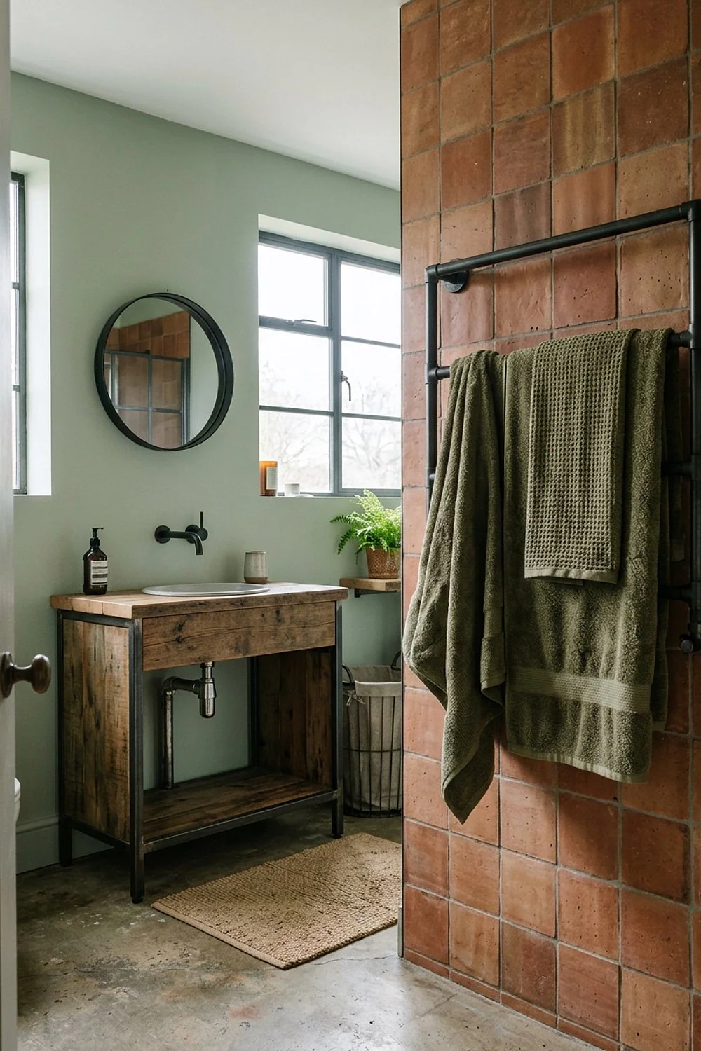 Olive green towels