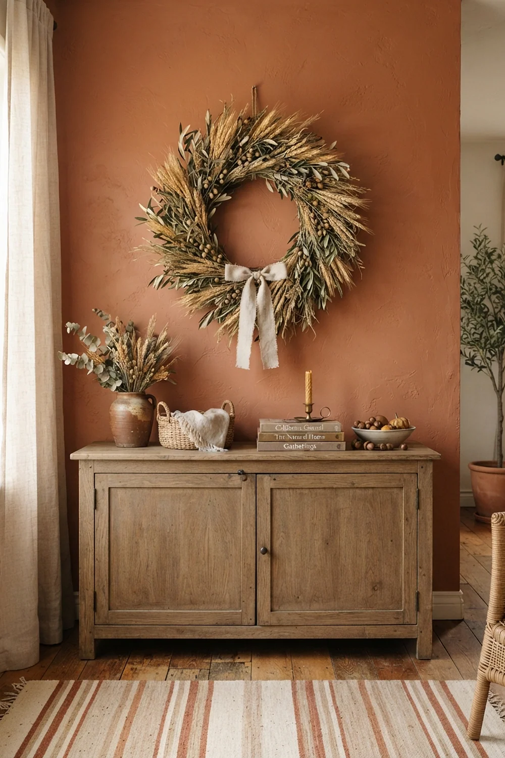 Dried wheat and olive wreath