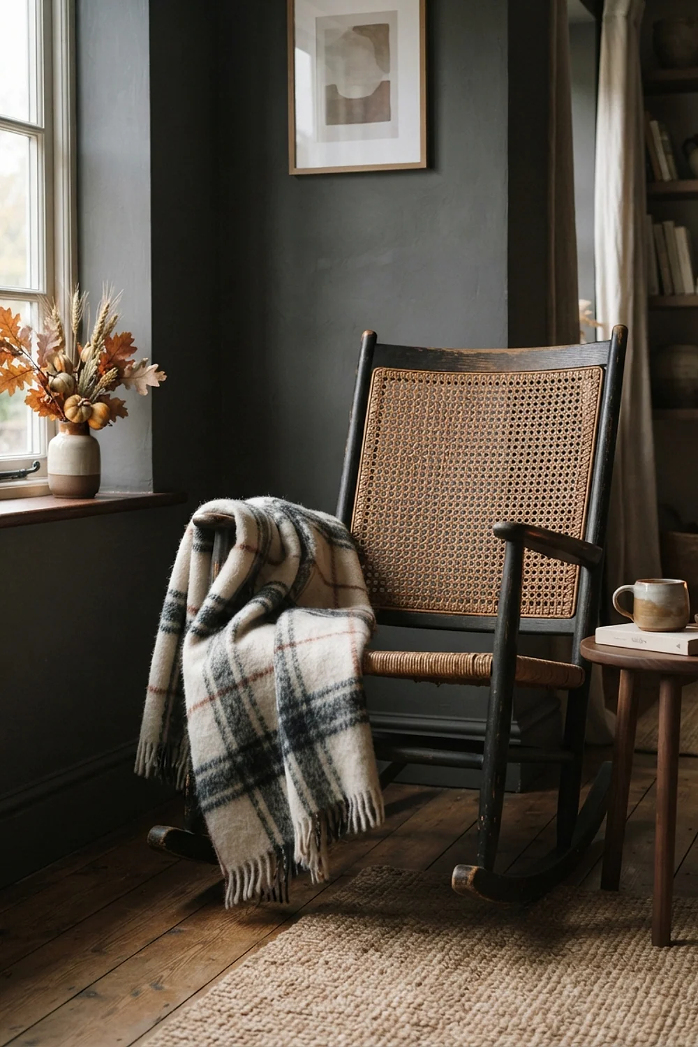 Wool plaid draped