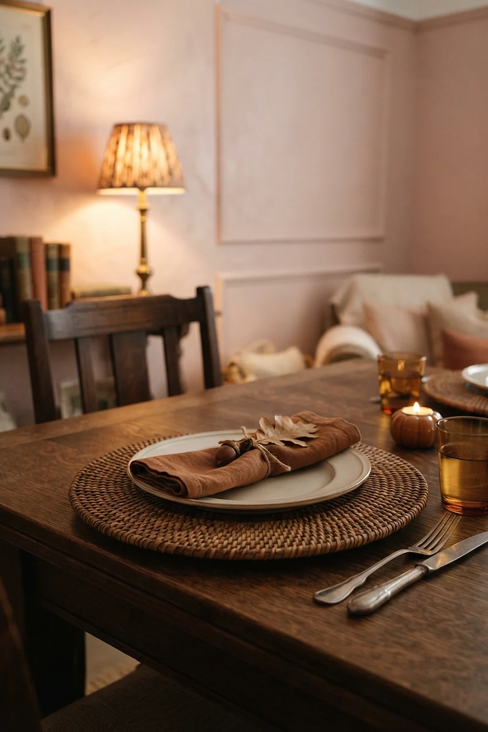 Natural rattan or seagrass chargers