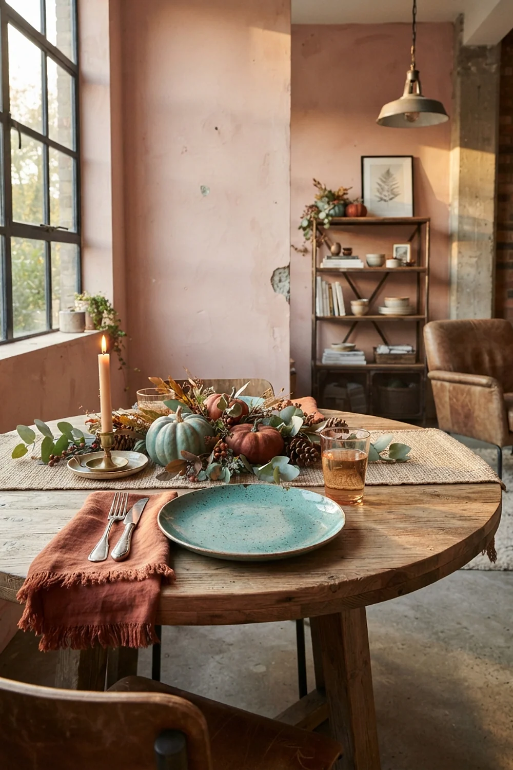 Teal and rust