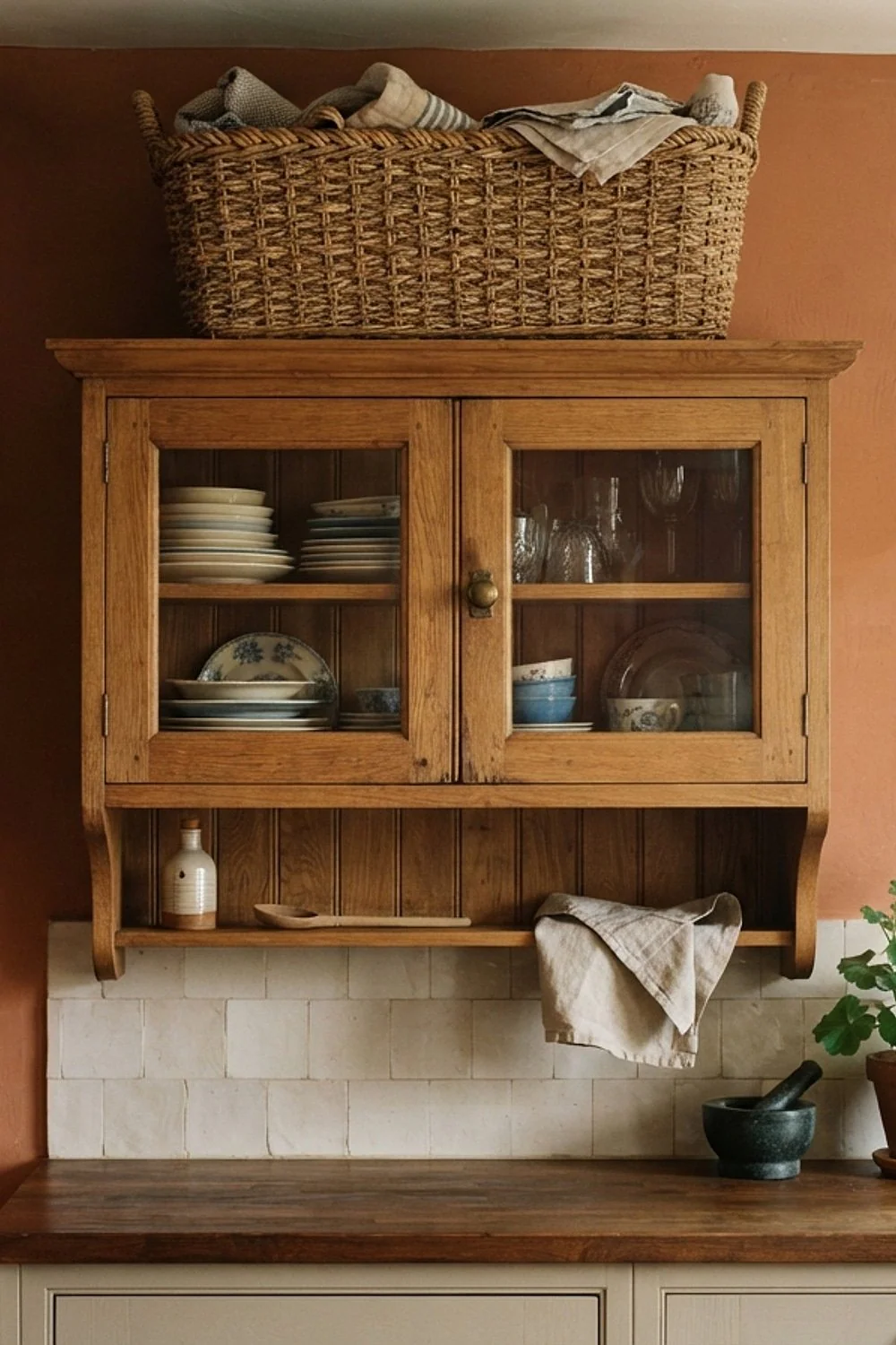 Oversized baskets above the uppers